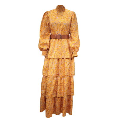 Gaun panjang ruffle boho